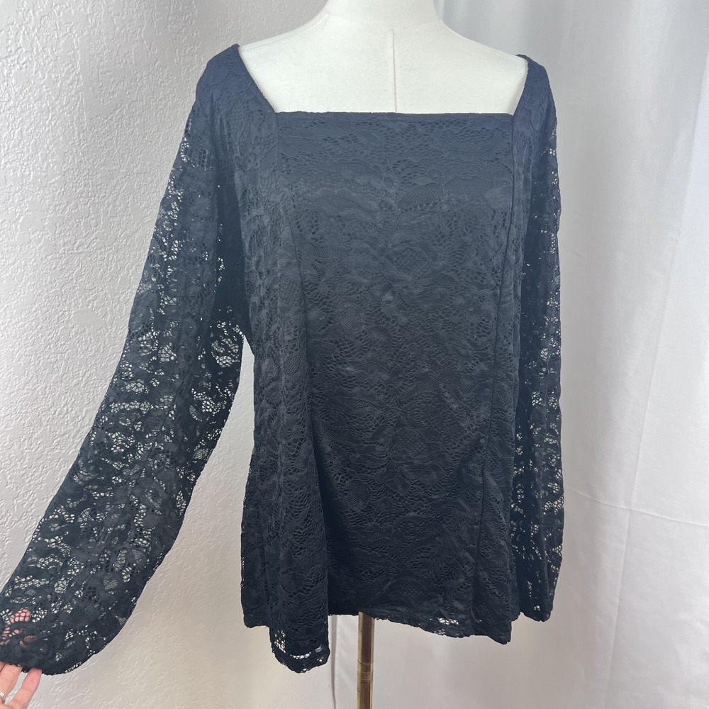 Torrid Top Womens 3 Black Lace Square Neck Gothic Fairygrunge Witchy Whimsigoth